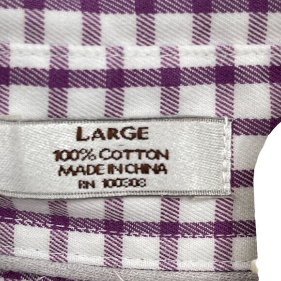Peter Millar Purple Plaid Button Down Shirt Golf Nonoluxe Easy Care Size Large - Picture 5 of 7